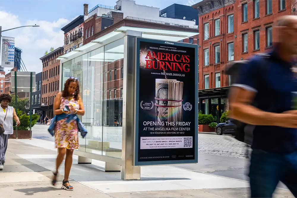 America's Burning Digital Bus Shelter